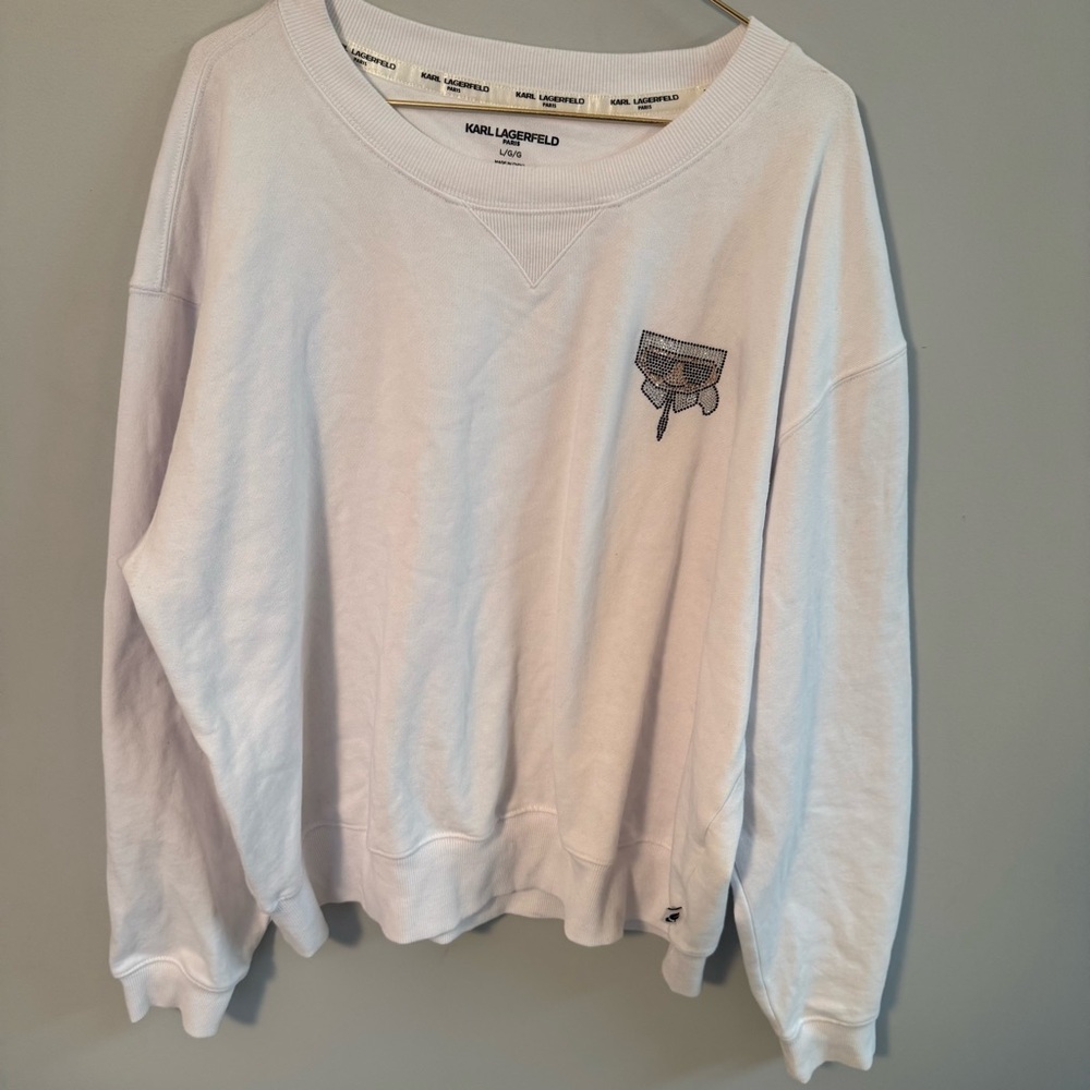 KARL LEGERFELD Women's Sweatshirt White Size LARGE